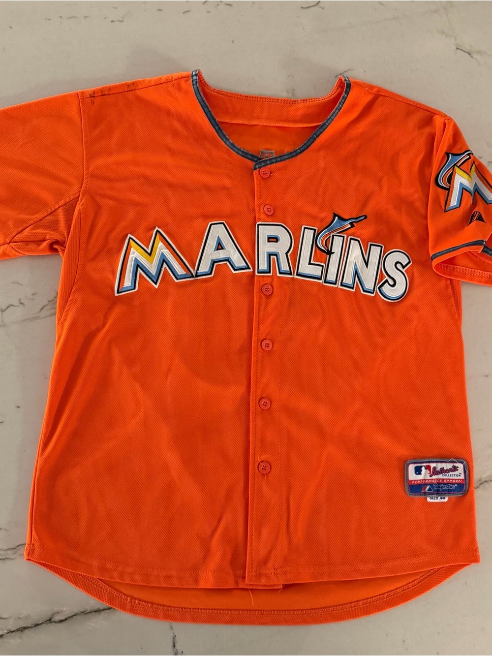 Jose Fernandez #16 Miami Marlins Mens Sz Large Jersey Majestic Cool Base Orange